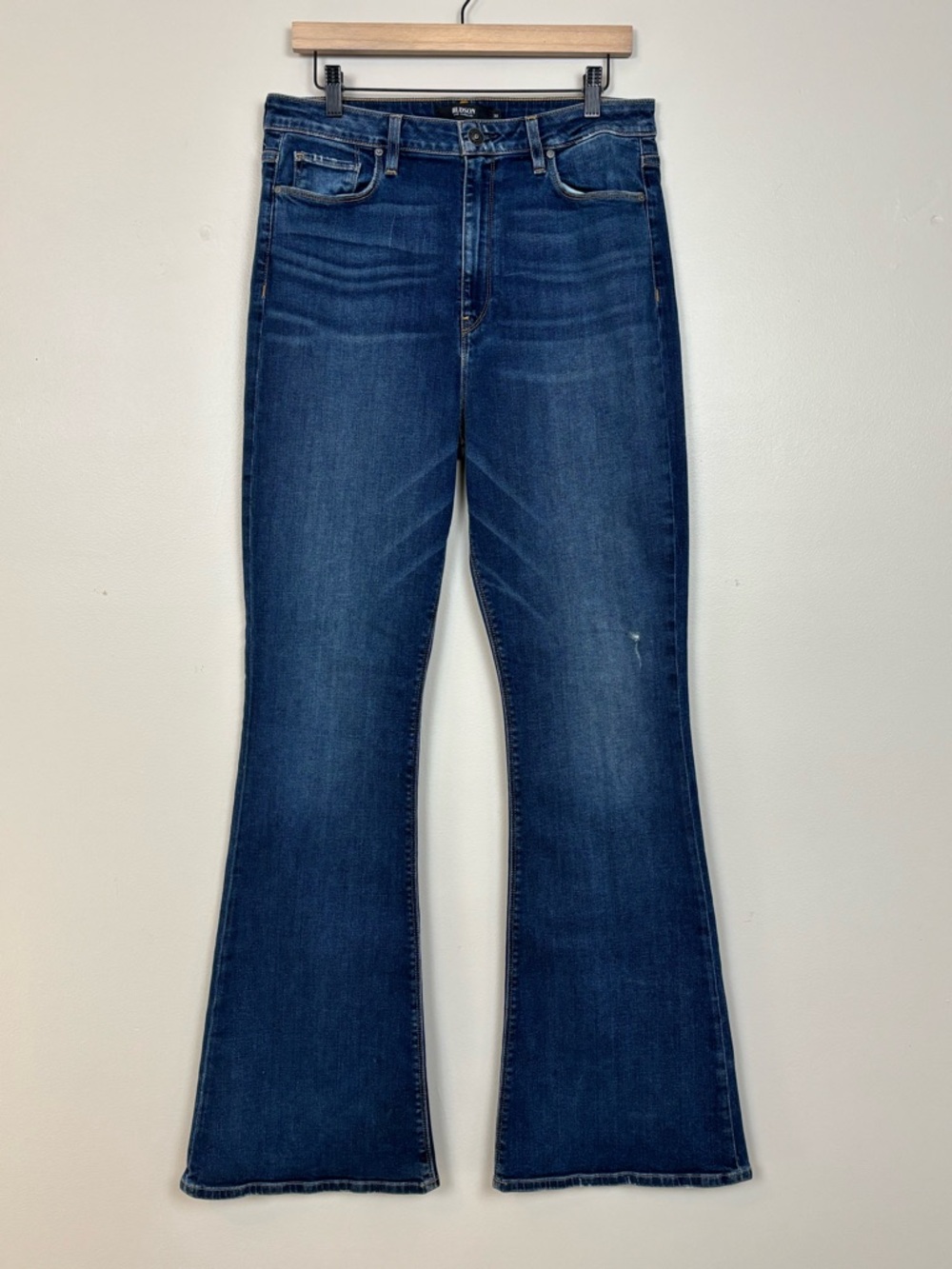 Hudson Jeans Womens 32 Blue Holly Flare‎ Distressed Stretch High Rise Denim